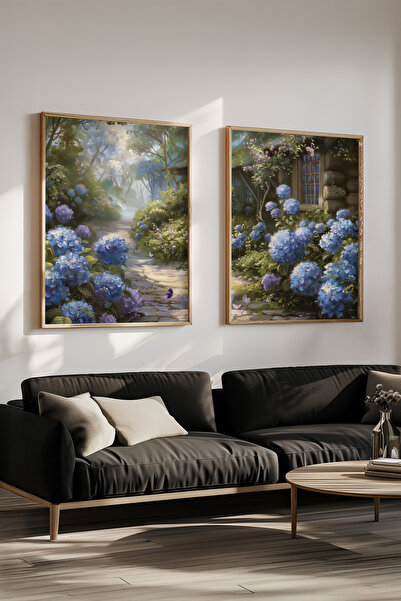 STARYUNA Σετ 2 ζωγραφικών εικόνων με εφέ λαδομπογιάς με ξύλινο πλαίσιο Yuna84