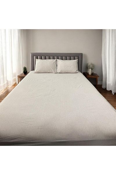 Arma Concept Single Striped Pattern Ranforce Fabric Fitted Elastic Sheet & 1 Pillow Case