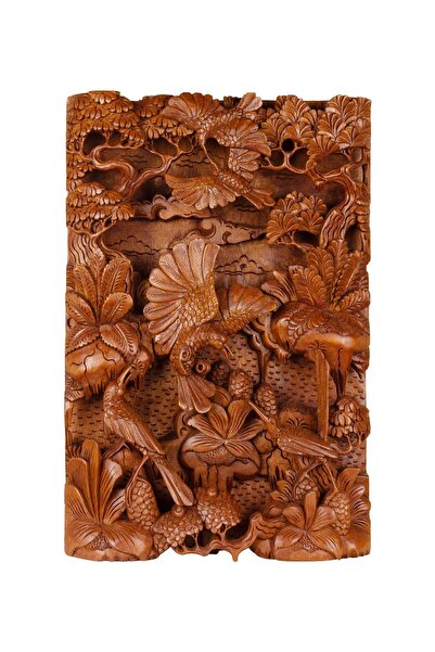 baliahşap Tek Parça El Yapımı Oyma Tablo Doğal Ahşap Sanatı 33 cm x 48 cm