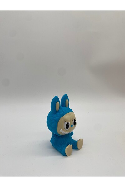 ULUFORM Oturan Dekoratif Labubu Figürü, 3D Baskı, Mavi