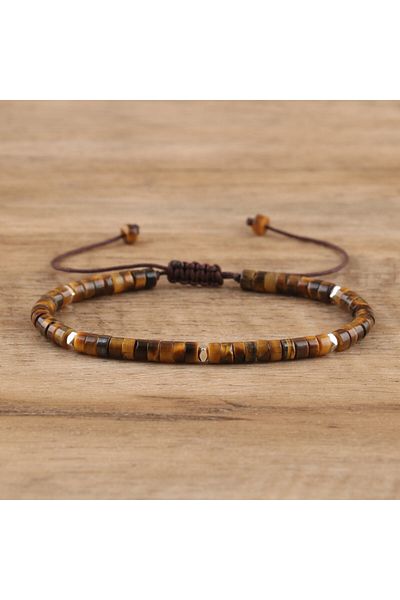 Choice 16.5cm Tiger Eye 1PC Natural Blue Emperor Stone Beads Woven Bracelet Polished Block Shape Adjustable