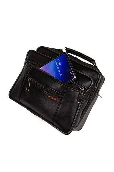 Newish Polo Men's Genuine Leather Shoulder and Hand Bag - Black