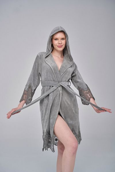 Nuşa Robă elegantă și elegantă din dantelă Niki din catifea din bumbac