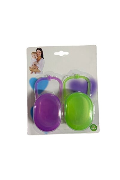Dali Set 2 storage boxes for pacifiers, with hanger, plastic, Purple-Green