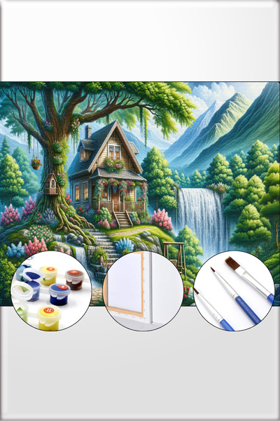 İZSA HOBİ Sayılarla Boyama Hobi Seti 40x50 Çerçeveli Numaralı Tuval Fırça Boy...