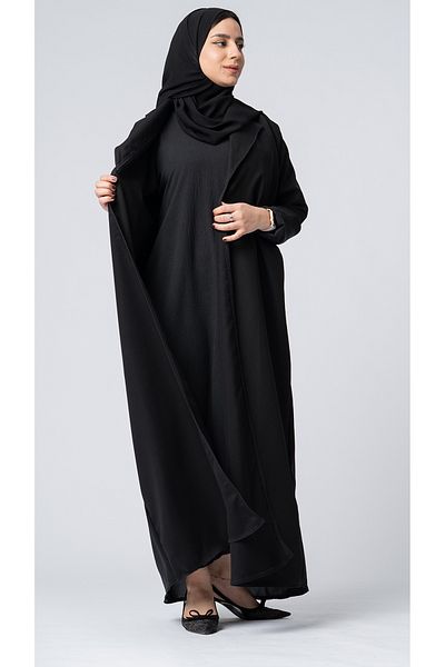 outline Black abaya blazer with attached dress