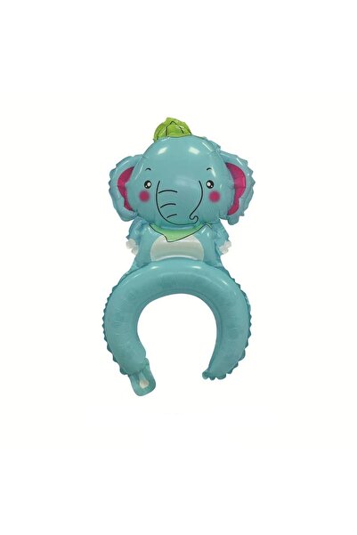 Terra Balon folie metalizată, tip coroană, model elefant, ambalaj individual, pai inclus, umflare cu