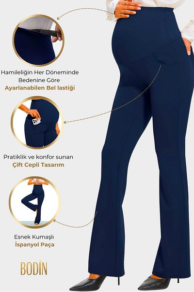bodin Maternity Leggings with Pockets, Adjustable Waist, Stretchy, Tightening