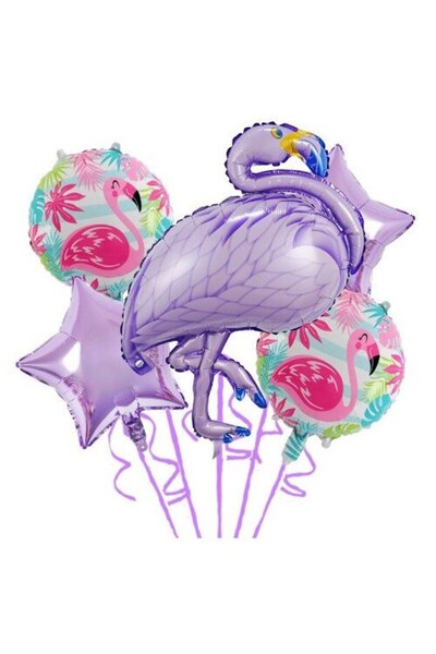 Terra Set 5 Baloane Folie Flamigo Party, 60 -90 cm, Mov