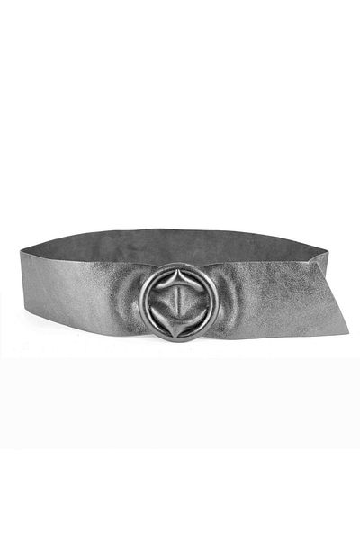 OEM Wide silver genuine leather belt
