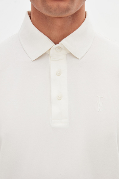Twn Μπλουζάκι πόλο με υφή Slim Fit Ecru Pique