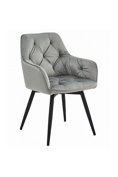 Mercaton Scaun stil fotoliu bucatarie/living, Mercaton, York, rotativ, catifea, metal, gri argintiu si negru