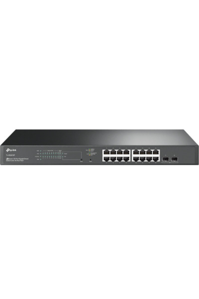 TP-LINK Comutator, TP-LINK, SG2218P, 16x1000Mbps(16xPOE+) + 2xGigabit SFP, Negru