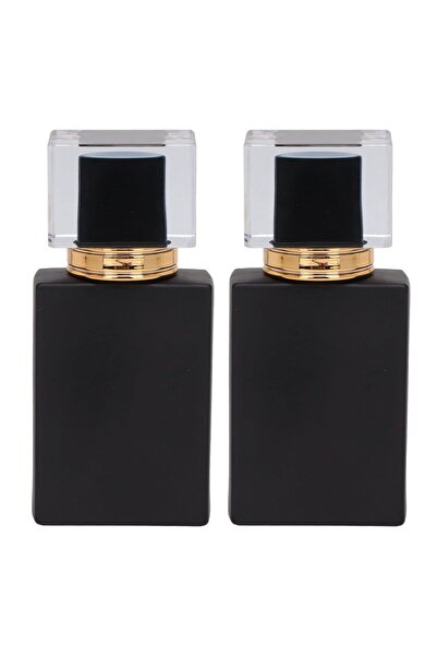 Choice1 زجاجة عطر زجاجية سوداء سعة 50 مل، قطعتين، زجاجة عطر فارغة، قابلة لإعا...