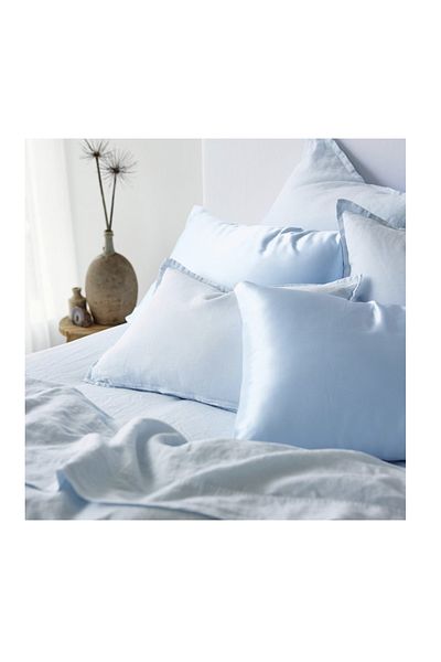 WaltStore Set of 2 Silk Pillowcases, with zipper, Mulberry Silk 22 Momme, Baby blue 50 x 70 cm