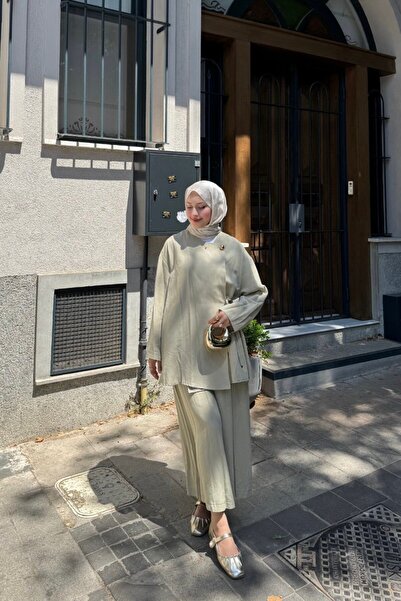 lurex moda مجموعة السراويل ذات القطع الواسعة