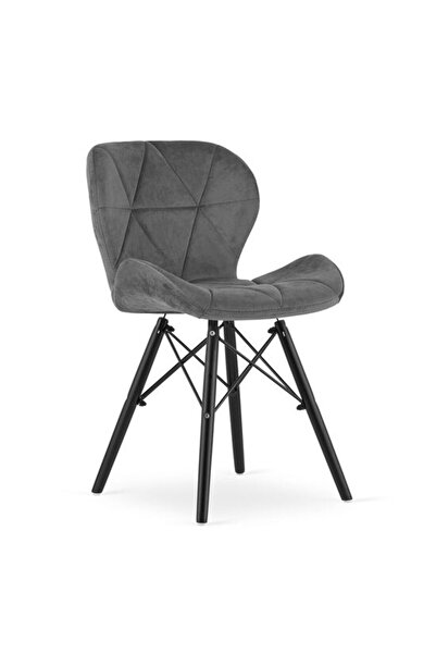 Mercaton Scaun în stil scandinav, Mercaton, Lago Velvet, catifea, lemn, gri ș...