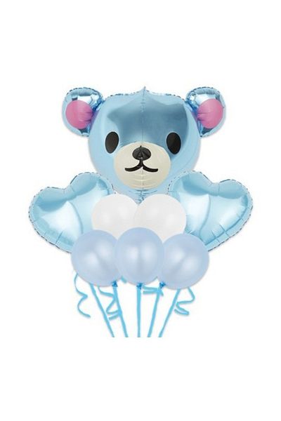 Terra Set 8 Baloane Folie și Latex Bebeluș Băiețel, Ursuleț de Pluș, 60 cm
