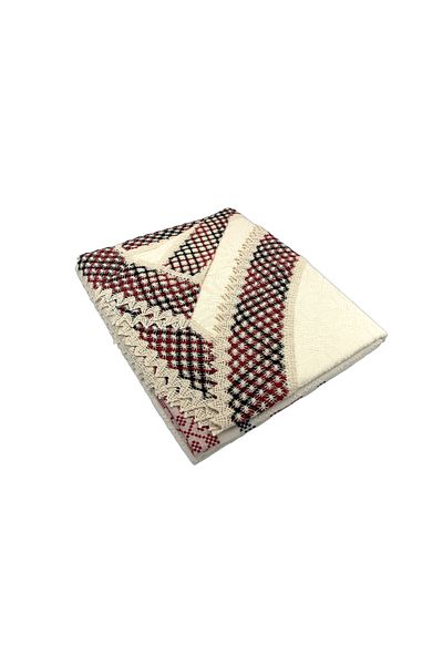 Nicoratex Oval tablecloth, cream with red insert and cream-red lace, 260×160 cm