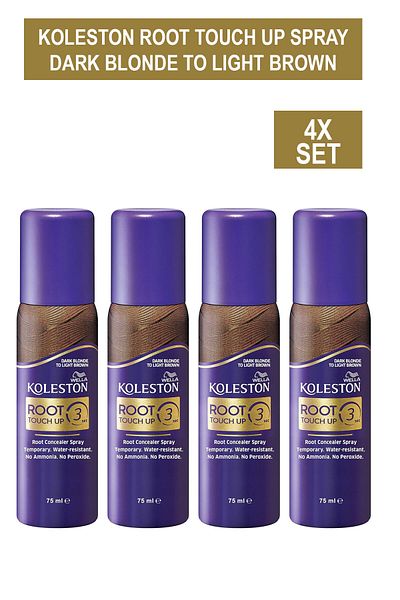 Wella Koleston Root Touch Up Spray – Water-Resistant Hair Color - Dark Blonde to Light Brown, 75ml x4