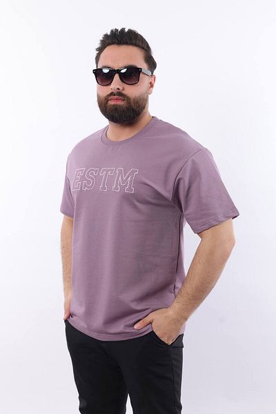 STOCX Men's Oversize Cut Estm Embroidered Crew Neck T-Shirt
