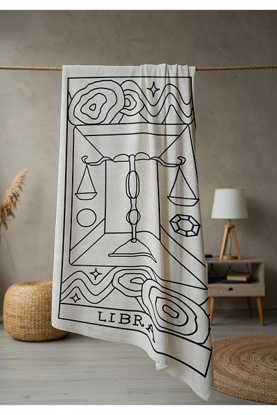 Doruklar Home Collection Modern Patterned Digital Printing Beach Sea Towel Peshtamal 80X160 cm Brs032
