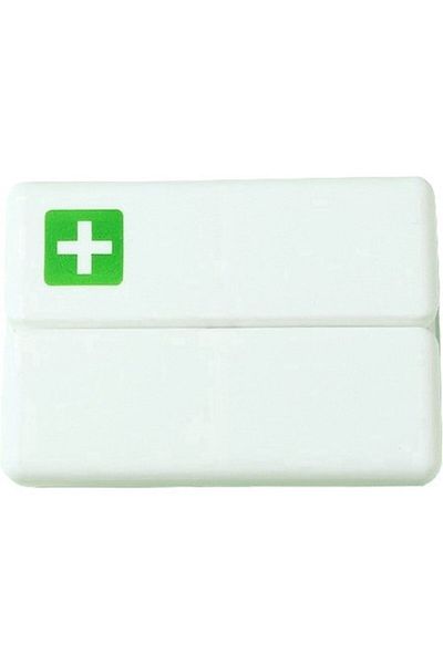 Camy Medicine Storage Box with 7 Sealed Compartments, Foldable, Portable, White/Green