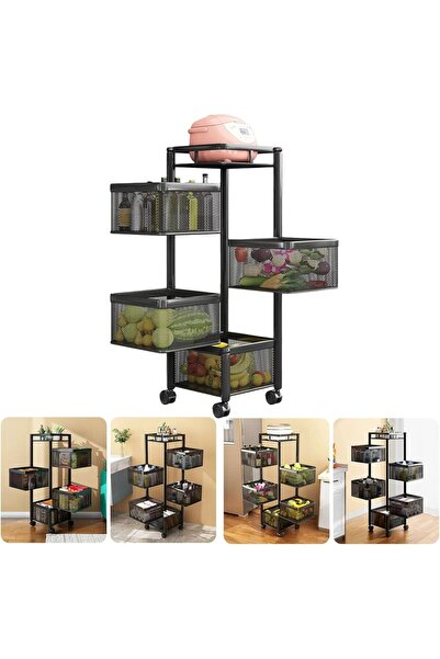 ElastiX Raft metalic Pantry Pro, 4 niveluri, organizator de bucătărie,