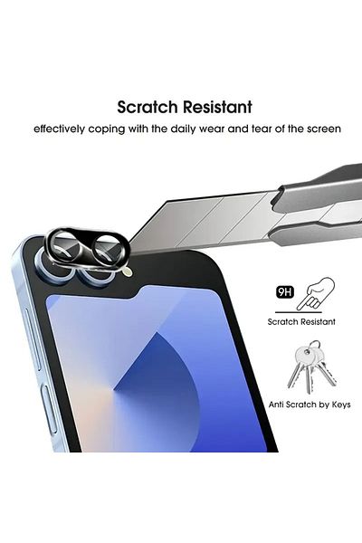 NANOSPACE واقي عدسة الكاميرا من قطعة واحدة باللون الأسود الصلب المتوافق مع هاتف Samsung Galaxy Z Flip 7
