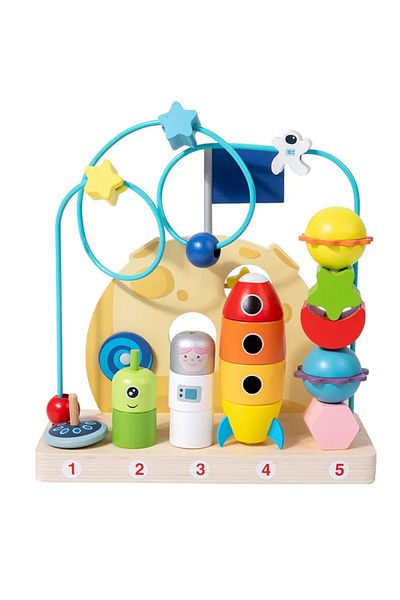 SARALMA Joc din lemn de stivuit, 2 in 1, Cosmos, cu activitati Montessori