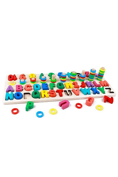 SARALMA Montessori Puzzle Set, learn the Alphabet and Numbers 4 in 1