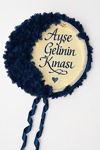 Evsay İsimli Ledli Şeffaf Gelin Tefi Lazer Çiçekli İncili Düğün Kına Nedime Bride Parti Defi Şeffaf Pvcli