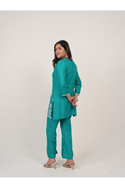 Lehar Green Embroidered Kurta Pant Set