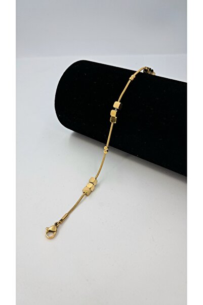 Zarafet Takı سوار من الفولاذ بسلسلة أنبوبية صغيرة بثلاثة صفوف من الذهب ABL6509