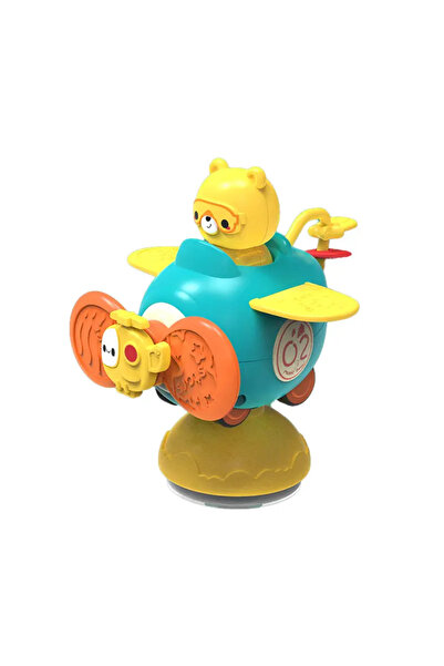 SARALMA Jucarie Avion, zornaitoare si de dentitie cu ventuza si spinner