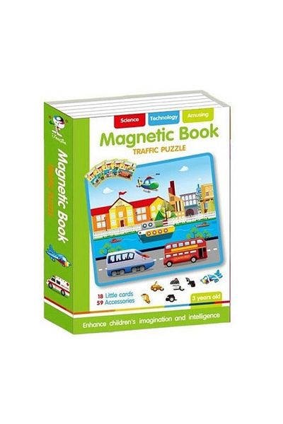 SARALMA Magnetic book, puzzle, TRAFFIC AND VEHICLES, 77 pieces