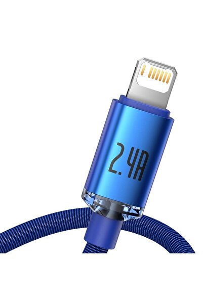Baseus Cablu de date Crystal Shine, USB la Lightning, 2.4A, 1.2m, Albastru
