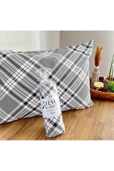 Arma Concept Single Plaid Pattern Ranforce Fabric Fitted Elastic Sheet & 1 Pillow Case