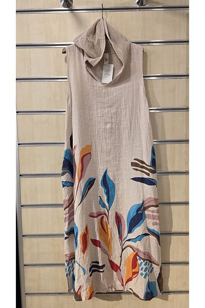 Park Moda Rochie din in italian cu glugă din plasă
