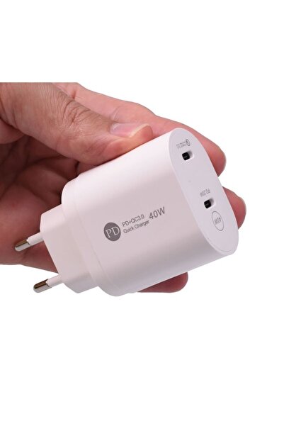 dalip Încărcător de perete 40W, încărcare rapidă, 2 x USB-C, 20W+20W, alb