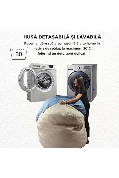 Pufrelax Set Fotoliu King Size cu Otoman (suport picioare) si Perna, Material Textil - Tigereye