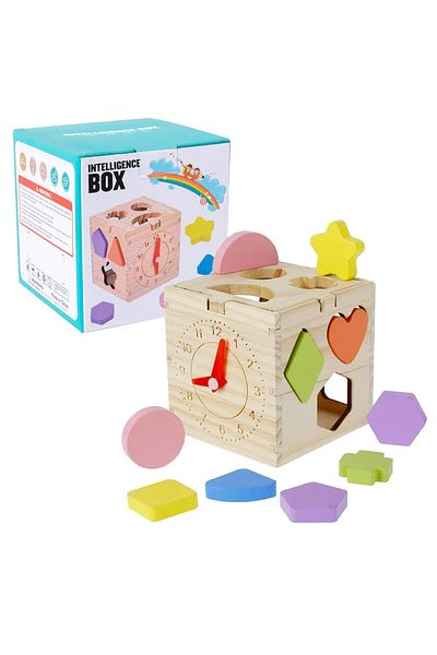 sallma Cub educativ din lemn, Sortator de forme si ceas,