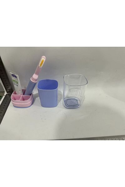 Flippy Cană de călătorie multifuncțională, rabatabilă, cu funcții de depozitare și suport pentru igienă dentară, roz violet