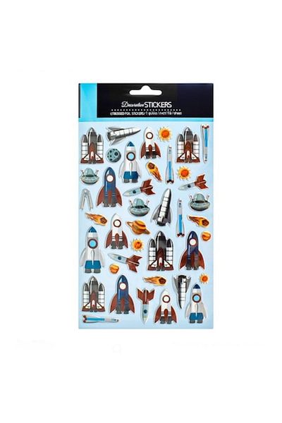 dalip Set 40 decorative stickers with spaceships and planets, Multicolor