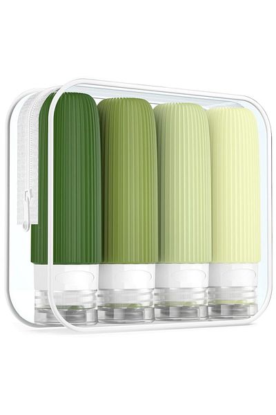 Choice1 4PCS D Travel Bottles for Toiletries, Approved 3oz Travel Size Containers BPA Free Leak Proof Refill