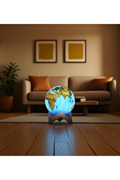 Kuzey Tacı LED Işıklı Modern Dünya Küresi – Ahşap Standlı Atmosfer Lambası Şı...