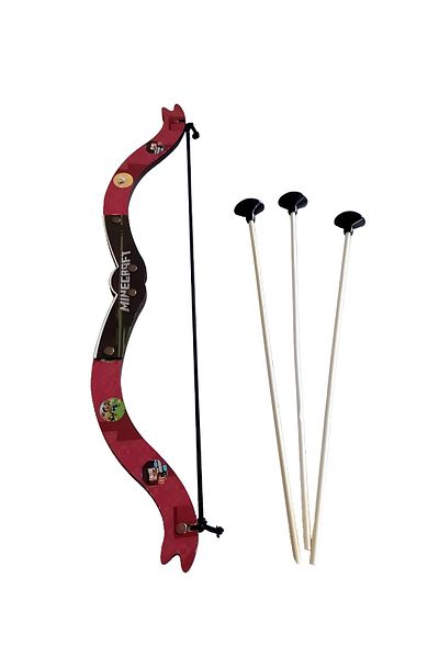 Ahtek Natural Wood Minecraft Printed Bow + 3 Arrows