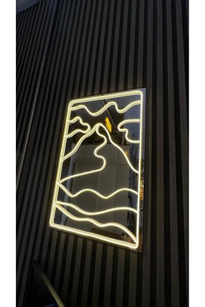 Dekoratif Duvar Aydınlatması Led Neon Pleksi Ayna 80x50