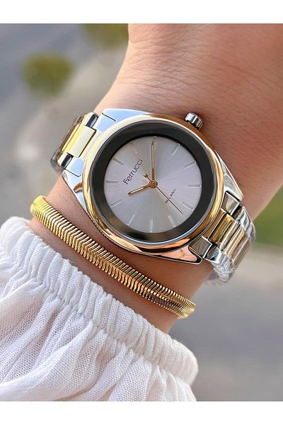 Ferrucci Steel Cord 2 Years Warranty 3 Atm Water Resistant Women Wrist Watch+Bracelet Bfc.03435.06