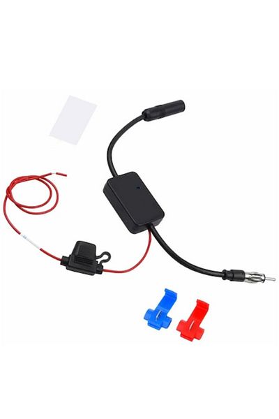 dalip Cablu amplificator semnal audio FM/AM, 12V DC, 12-13 dB, DIN mascul-femelă, 33 cm, Negru